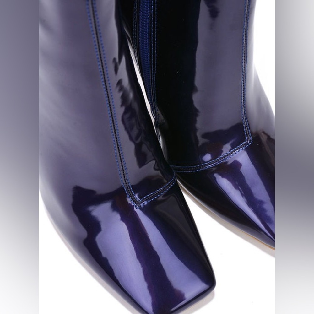 Cape Robbin Shiny Navy Heeled Boots - Picture 6 of 6